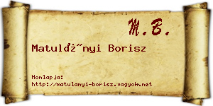 Matulányi Borisz névjegykártya